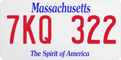 MA license plate 7KQ322