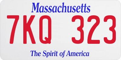 MA license plate 7KQ323