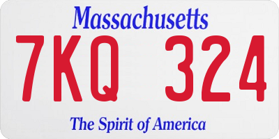 MA license plate 7KQ324
