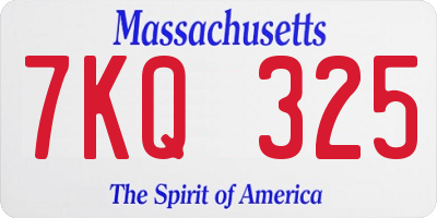 MA license plate 7KQ325