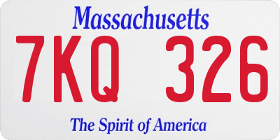 MA license plate 7KQ326