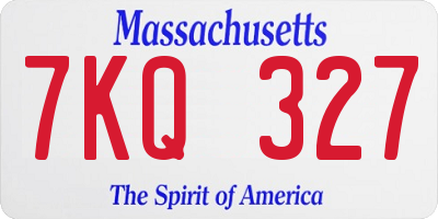 MA license plate 7KQ327