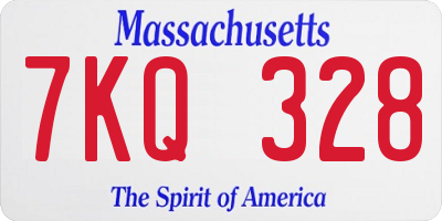 MA license plate 7KQ328