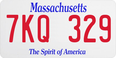 MA license plate 7KQ329