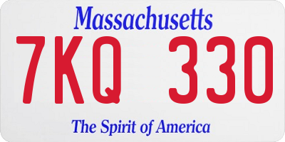 MA license plate 7KQ330