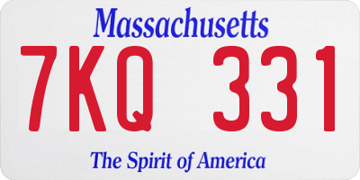 MA license plate 7KQ331