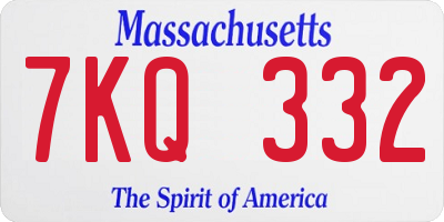MA license plate 7KQ332