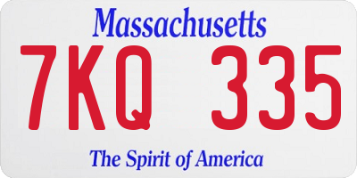 MA license plate 7KQ335