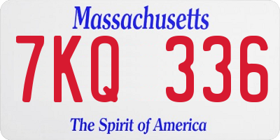 MA license plate 7KQ336