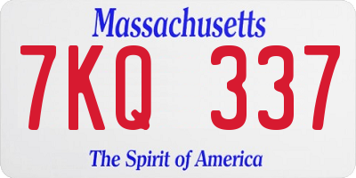 MA license plate 7KQ337