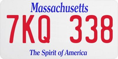 MA license plate 7KQ338