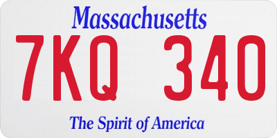 MA license plate 7KQ340
