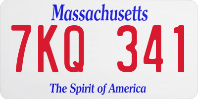 MA license plate 7KQ341