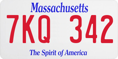MA license plate 7KQ342