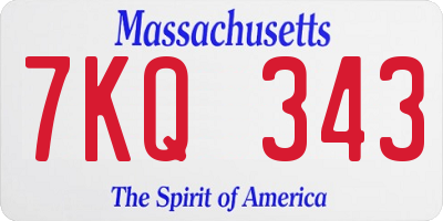 MA license plate 7KQ343