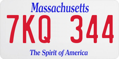 MA license plate 7KQ344