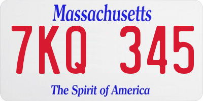 MA license plate 7KQ345