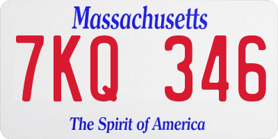 MA license plate 7KQ346