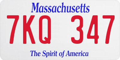 MA license plate 7KQ347