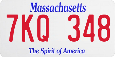 MA license plate 7KQ348