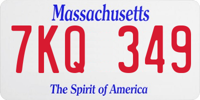 MA license plate 7KQ349
