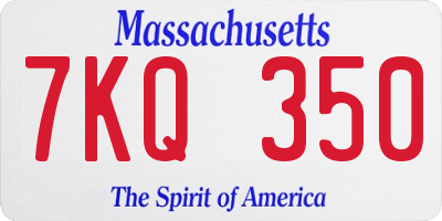 MA license plate 7KQ350