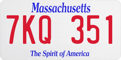 MA license plate 7KQ351