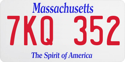MA license plate 7KQ352