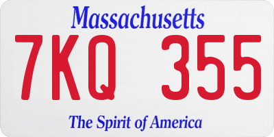 MA license plate 7KQ355
