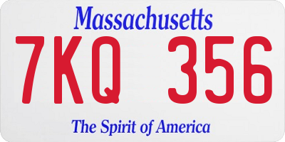 MA license plate 7KQ356