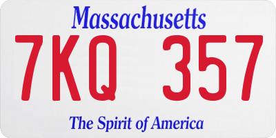 MA license plate 7KQ357