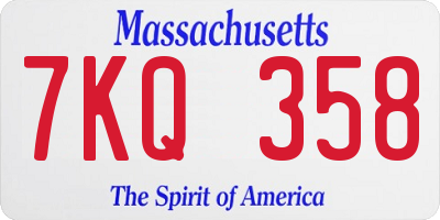 MA license plate 7KQ358