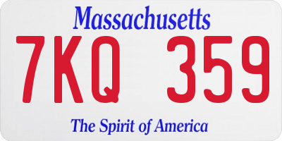 MA license plate 7KQ359
