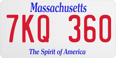 MA license plate 7KQ360