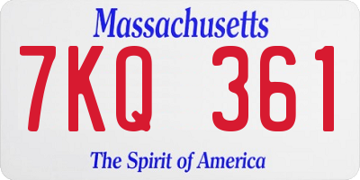 MA license plate 7KQ361