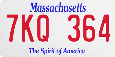 MA license plate 7KQ364