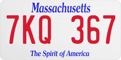 MA license plate 7KQ367
