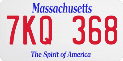MA license plate 7KQ368