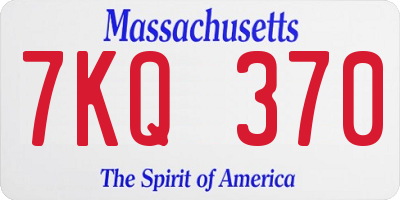 MA license plate 7KQ370