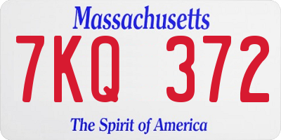 MA license plate 7KQ372