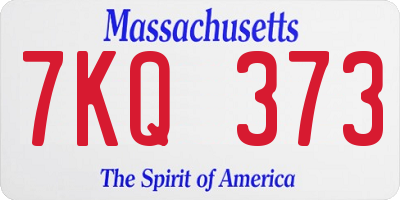 MA license plate 7KQ373