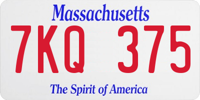 MA license plate 7KQ375