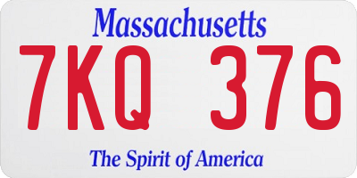 MA license plate 7KQ376