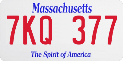 MA license plate 7KQ377
