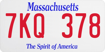 MA license plate 7KQ378