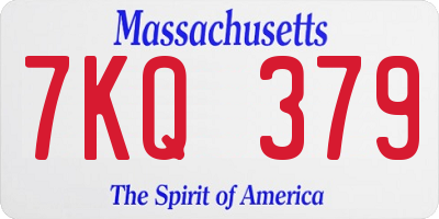 MA license plate 7KQ379