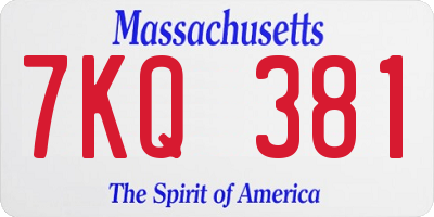MA license plate 7KQ381