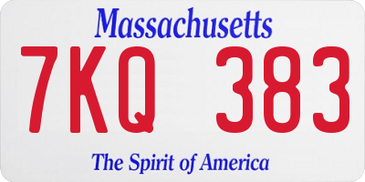 MA license plate 7KQ383