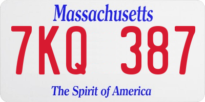 MA license plate 7KQ387