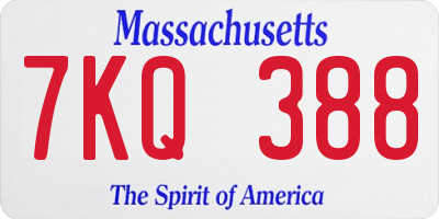 MA license plate 7KQ388